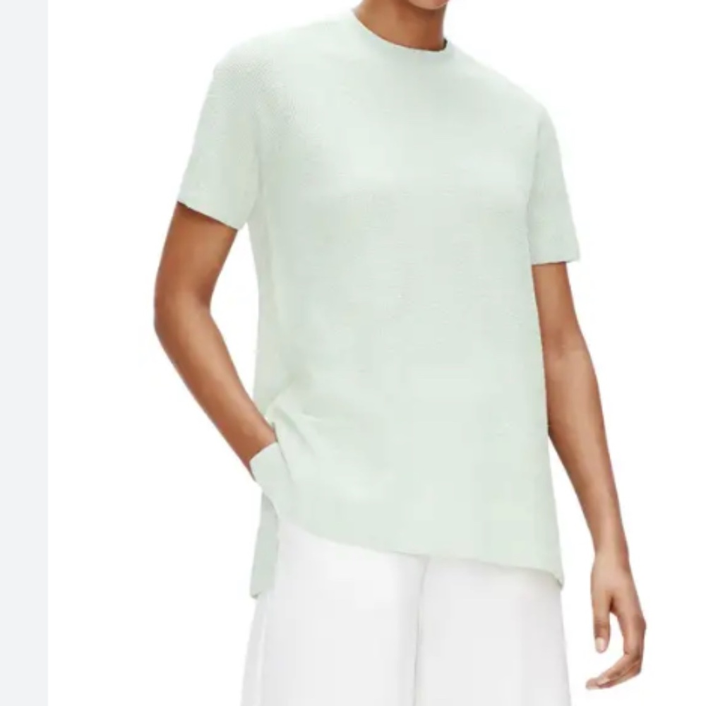 Eileen Fisher Organic Linen Crepe Stretch Tunic Top Mist Green Size XXS